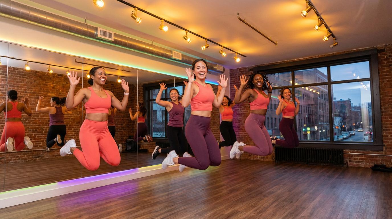 Energetic group fitness class