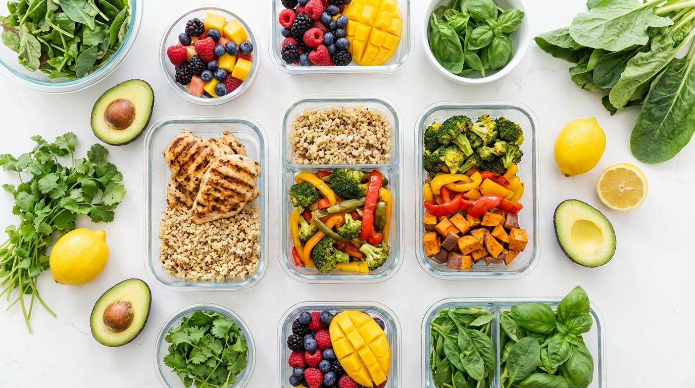 Colourful healthy meal preparation