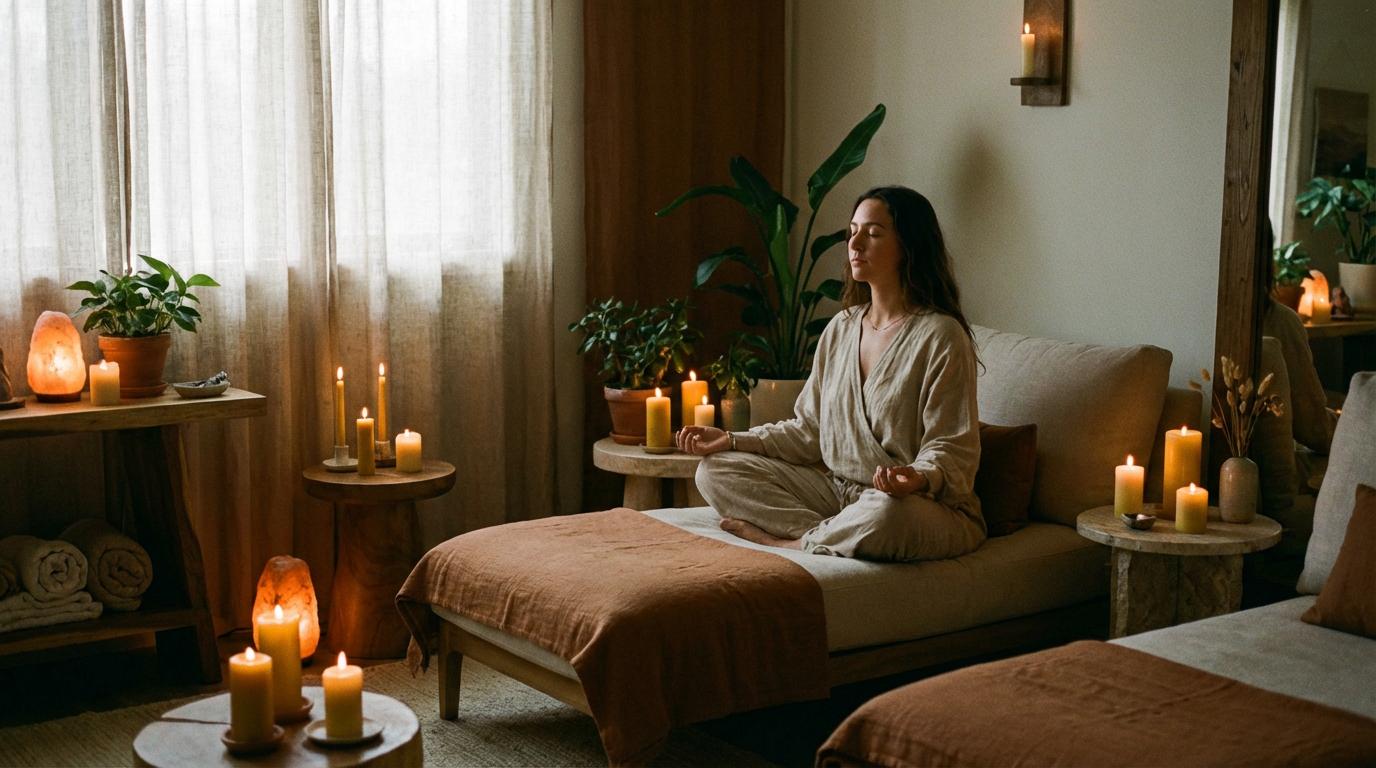 Relaxing wellness and recovery space with soft lighting